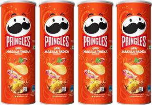 Pringles Potato Chips Desi Masala Tadka Flavor Pack of 4, Crispy Snack for Game Nights Chips
