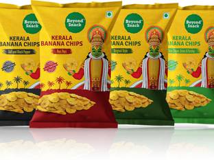 Beyond Snack Kerala Banana Chips - 4 Pack Combo-Original Style, Peri Peri, Sour Cream Onion & Parsley, Salt and Pepper 400gms ( 4 x 100 g ) Chips