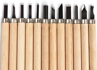 THR3E STROKES Wood Carving Hand Tool Set Professional Woodworking Gouges 12-Piece Knife Combination Chisel Set