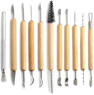 PAVITYAKSH 15PCS WOOD CURVING 15PCS WOOD CURVING Professional Clay Sculpture Molding Carving tools Bevel Chisel