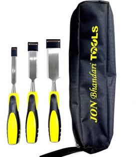 Jon Bhandari Tools Combo of 3 Premium Wood Chisel 13mm (1/2"), 25mm (1"), 38mm (1-1/2") with bag Firmer Chisel