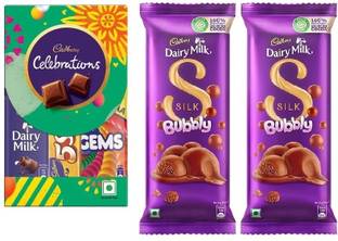 Cadbury Celebrations Chocolate Gift Pack60g & Dairy Milk Silk Bubbly Chocolate Bar50gx2 Bars