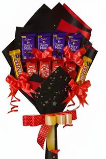 Cadbury gift bouquet|Chocolate Gifts Box|Daily milk 4pcs|KitKat 4|5star 2 Bars, Truffles