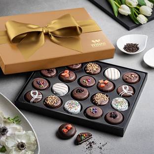 WINNI CELEBRATE RELATIONS 24 Pcs - Cookies Chocolate Gift pack | Premium Dark Chocolate Box Gift Bites