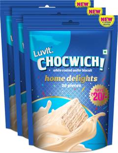 LuvIt Chocwich White Home Delights Wafer Chocolates | Crunchy & Delicious | Homepack | Bars