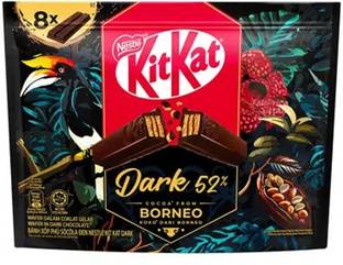 NESTLE KitKat Dark 52% Cocoa from Borneo, 8 Pieces Wafer in Dark Chocolate - Luxury Bars