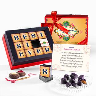 TinyGlads Rakhi Chocolate Box Gift Set |with Name & Photo | Gift for Siblings | 600 grams Truffles