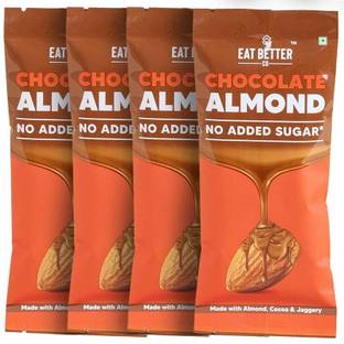 EAT BETTER CO Chocolate Coated Almonds - No Added Sugar & 100% Natural - Vegan & Gluten Free Bites