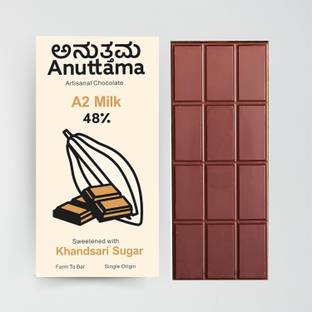 anuttama Dark Chocolate 48% Cocoa A2 Milk | Handmade Chocolate | Sugar Free | Jaggery Bars