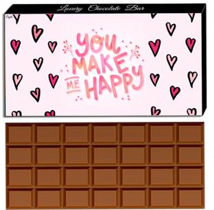 Expelite MAKE ME HAPPY Chocolate Gift Box ,100g Gift for Valentines Birthday Anniversary Bars