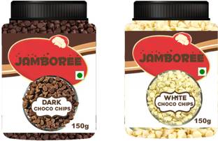JAMBOREE Dark & White Choco Chips | Chocolate Chips | Mix Chocolate Chips Combo 300g Choco Chips Solid