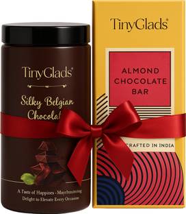 TinyGlads Silky Belgian Chocolate Jar with Crunchy Almond Bars, Truffles