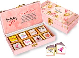 Chocoloony 8 pcs Assorted Milk Chocolate Wooden Gift box Birthday gift for wife chocolate Caramels
