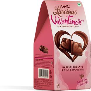 LuvIt Luscious Valentine's Love Delights|Heart Shaped Milk & Dark Chocolates Gift Bars