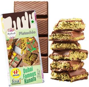 Hitvik Dubai Kunafa Pistachio Chocolate Bar with Pistachio Cream & Kunafa Filling Bars