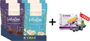 Kyomi Velvetine MILK Choco & White choco Coated Crunchy Wafers (320g Total) Bars