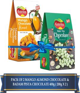 Eatriite Pista-Chocolate Badam & Mango-Chocolate Coated Badam 400g(200g X2) Bites