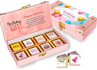 Chocoloony MDF Wooden Birthday Chocolate Box 8 pcs Assorted chocolate for Birthday Pack Caramels