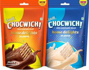 LuvIt Chocwich & Chocwich White Home Delights Wafer Chocolates | Crunchy & Delicious | Bars