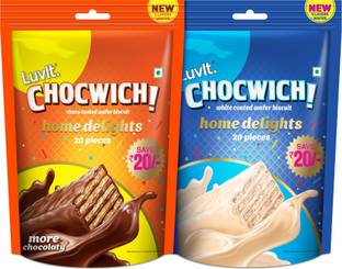 LuvIt Chocwich & Chocwich White Home Delights Wafer Chocolates | Crunchy & Delicious | Bars