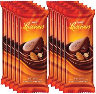 LuvIt Luscious Roasted Almonds Chocolate | Multipack | Deliciously Smooth | Bars
