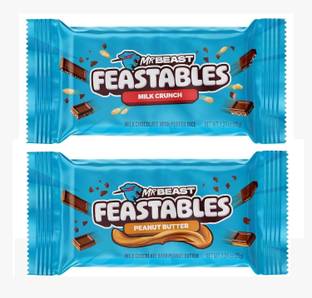 Mr Beast Feastables Chocolate New Pack ( Milk Crunch & Peanut Butter ) Bars