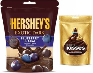 HERSHEY'S Exotic Dark Blueberry Acai & Kisses Milk Chocolate Bars