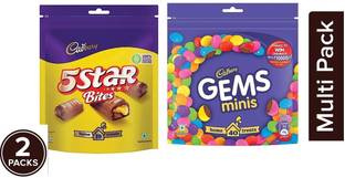 Cadbury 5 Star Chocolate Home Treats Bars 191.9 g & Gems Chocolate Home Treats 142gm Bars