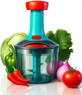 Excellent Food Chopper 1000ml,5 Blade Steel Large Manual Hand-Press Vegetable Mixer Cutter Vegetable & Fruit Chopper