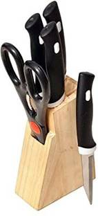 IMPHI 6 Pc Stainless Steel Knife Set kitchen Knife with Wooden Case, 4 Knives, 1 Scissor, 1 Wooden Case, High Carbon