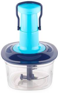 U Shine Ushine Handy Push Chopper with 3 Blades & Whisker (Blue, 650 ml) Vegetable & Fruit Chopper
