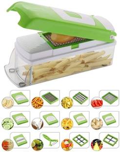 Jinal 12 in 1 Fruit & Vegetable Graters, Slicer, Chipser, Dicer, Cutter Chopper Unbreakable ABS Body and Heavy Stainless Steel Blades Vegetable & Fruit Grater & Slicer