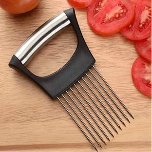 BAWALY Stainless Steel Onion Cutter Onion Holder, Dreamiracle Onion Slicer Cutter Vegetable Chopper with Stainless Steel Soap Odor Remover Perfect for Potato, Tomato, Meat Steel Vegetable Slicer
