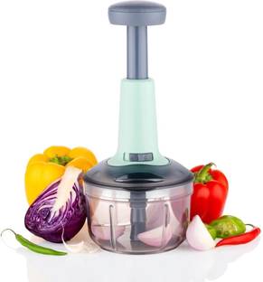 OFFYX Push Chopper Hand Press Chopper 650 ML with 3 Stainless Steel Blades Vegetable & Fruit Chopper
