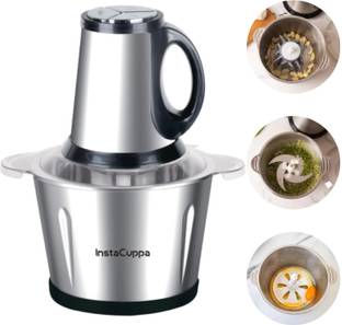 InstaCuppa Electric Chopper with 3 Attachments - GarlicPeeler, SS Chopping Blades,EggBeater Electric Vegetable & Fruit Chopper