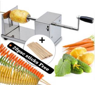 SMBT Steel Twister Curly Spiral French Fry Tornado Potato Slicer With 20 Stick Potato Grater & Slicer