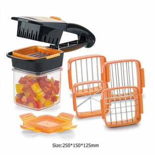 foax Vegetable Dicer Chopper 5 in 1 Multi-Function Slicer with Container Onion Cutter Vegetable Chopper Vegetable & Fruit Chopper (1 Chopper, 5 Blades) Vegetable & Fruit Chopper