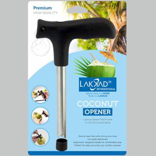 LAKKAD INTERNATIONAL Coconut Opener Tool , Easy & Convenient Straw Hole Maker for Young Fresh Water Juice Coconut Scraper