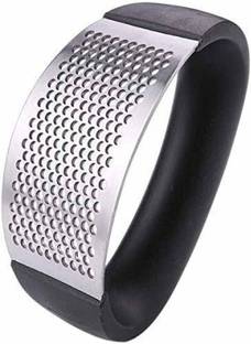 Pradhyumna enterprise Garlic Crusher Ginger Mincer Squeezer Press Rocker Kitchen Chopper with Handle (3.94 x2.7-Inches, Black) NA Peeler (Black, Silver) Vegetable Grater