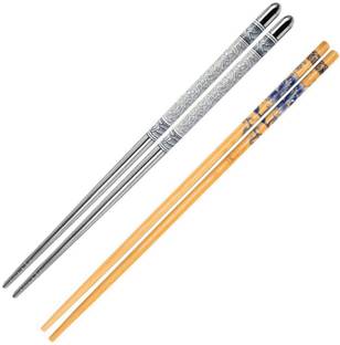 Hichaki Traders Eating, Training, Cooking, Chewing, Decorative Stainless Steel, Bamboo Korean, Chinese, Japanese, Vietnamese Chopstick