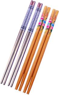 RED ALIENS Eating Bamboo, Stainless Steel Japanese, Korean, Vietnamese, Chinese Chopstick
