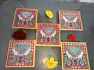 Fashion Art MARBLE Puja Chowki in Marble with Peacock Design 4 X 4 Inch… Marble Pooja Chowki