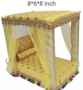 swenky Teriss Mosquito Net Bed Wooden Quality 0 To 5 No, Size Laddu gopal , Wooden Pooja Chowki