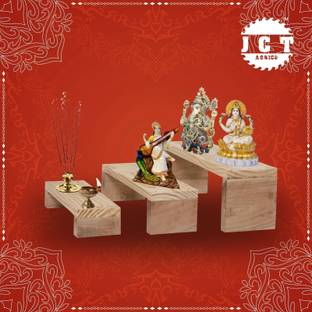 JCT AGRICO mini 3 steps wooden chowki for mandir/pooja with hard wood legs Wooden All Purpose Chowki