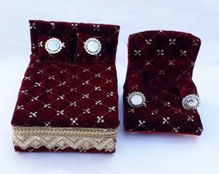 RDH ENTERPRISES Combo Thakur ji Bed & Singhasan/ Laddu Gopal ji Bed & Singhasan usable 0 to 3 no Wooden All Purpose Chowki