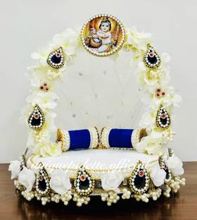 Unique Palette Laddu Gopal Bed Yellow Sofa/Singhasan For all Bhagwan Choki Size 0,1,2,3,4 NO. Wooden Pooja Chowki