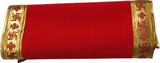 salvusappsolutions Red Color Asan Cloth/God Idols Pooja Asan/Asan Kapda for Chowki (10x30 inch) Cotton Pooja Chowki