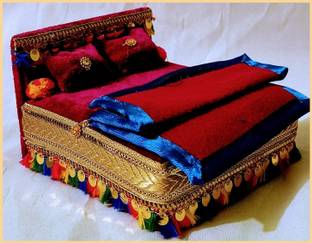 R D Handicraft Thakur ji & Laddu Gopal Ji & Kahna ji Bed With Blanket Silk All Purpose Chowki