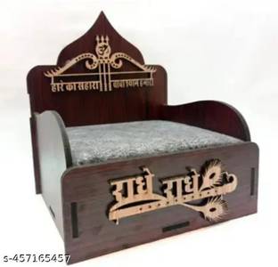ZenEra Radha Krishna Wooden Pooja Singhasan (Temple Throne) with Mattress - Intricate Wooden Pooja Chowki