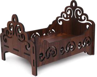 Gojeeva Premium Wooden Carved Pattern Designer Bed For Kanha Ji/Gopal Ji Bed Wooden All Purpose Chowki